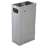 Cesto rectangular tipo cajero en acero inoxidable con aberturas laterales