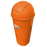 Bote redondo naranja de 80 litros con tapa balancín curva