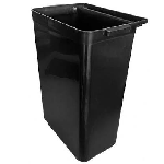 Cubeta utilitaria profunda de plástico color negro con ganchos para fijación en carrito industrial